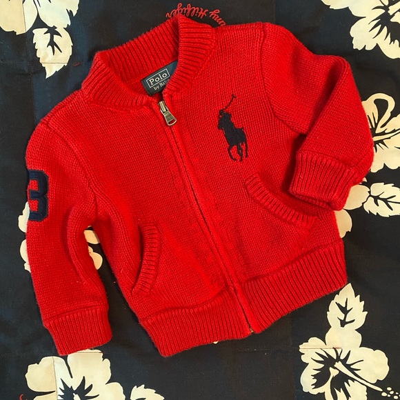 Ralph Lauren Other - Kids Ralph Lauren Red Zip Cardigan 9M